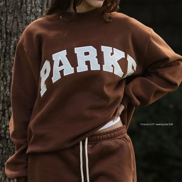 PARKE Hometown Varsity Mockneck Mocha + Cloud NWT - Picture 4 of 8